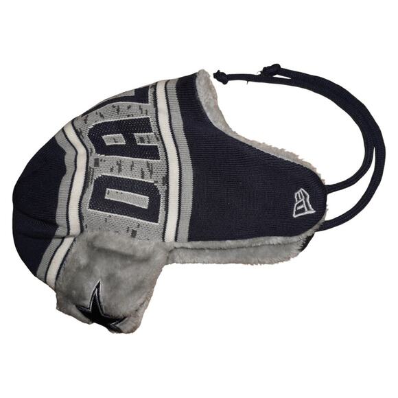Dallas Cowboys New Era Knit Trapper Hat Winter Faux Fur Lined NFL Beanie - Picture 7 of 7